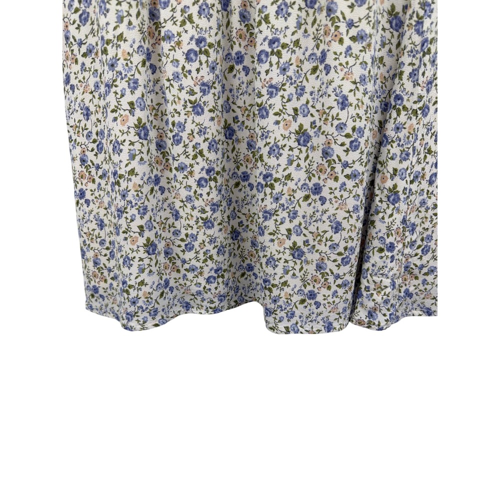 Reformation Blue Floral Smocked Mini Dress Square Neck Puff Sleeve Size 6 - Picture 6 of 12